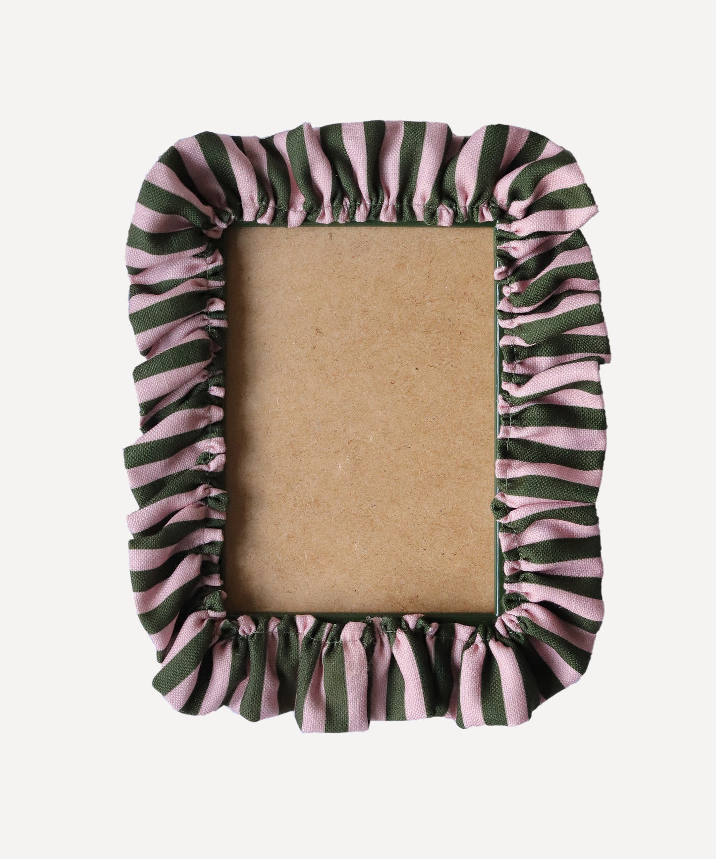 Dark Olive & Rose Stripe Ruffle Frame