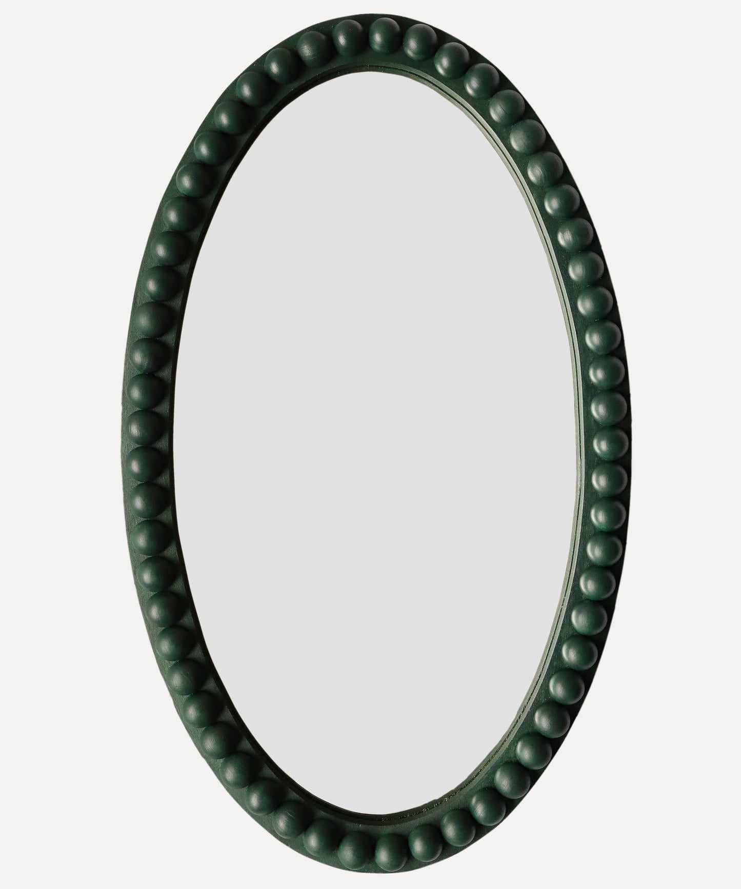 Stained Wood Oval Bobbin Mirror