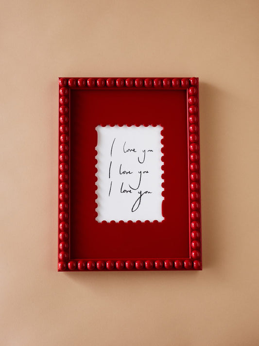 Crimson Lacquered Wood Stamp Mount