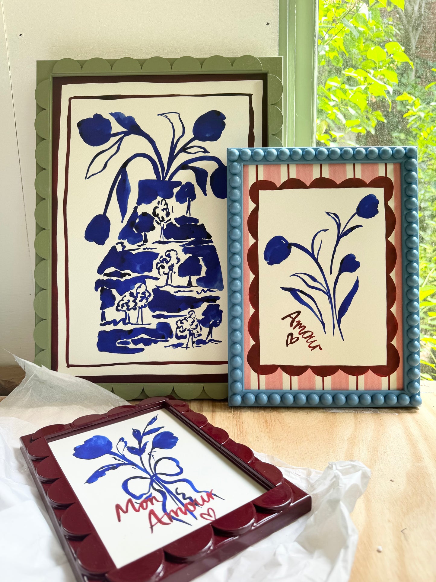 Sage Green Stained Scallop Frame