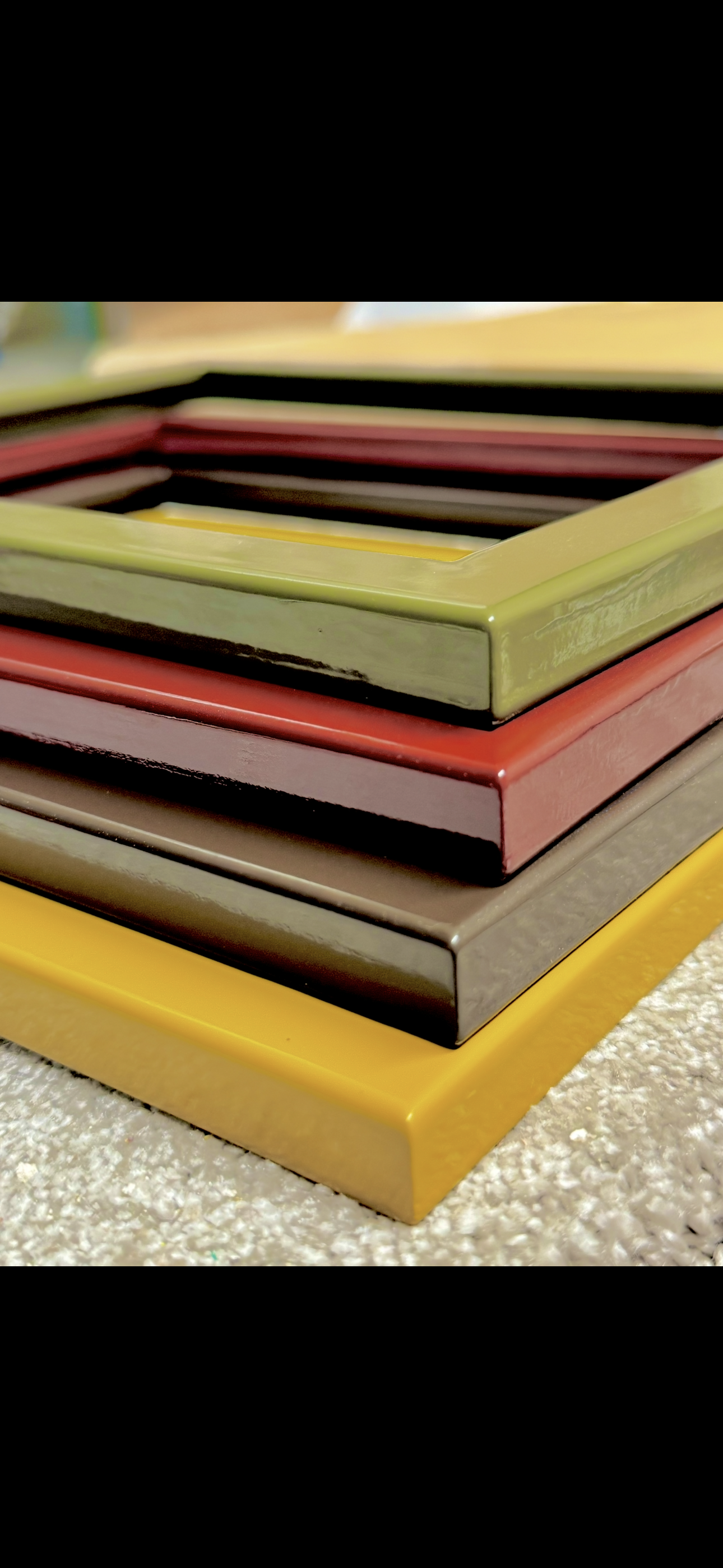Burgundy Lacquered Wood Flat Frame