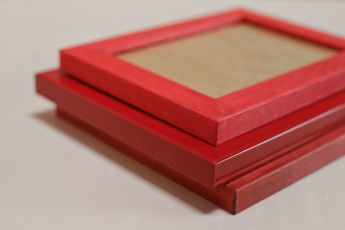 Crimson Lacquered Wood Flat Frame