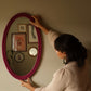 Painted Lacquered Oval Bobbin Mirror