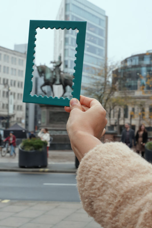 Teal Lacquered Wood Stamp Mount