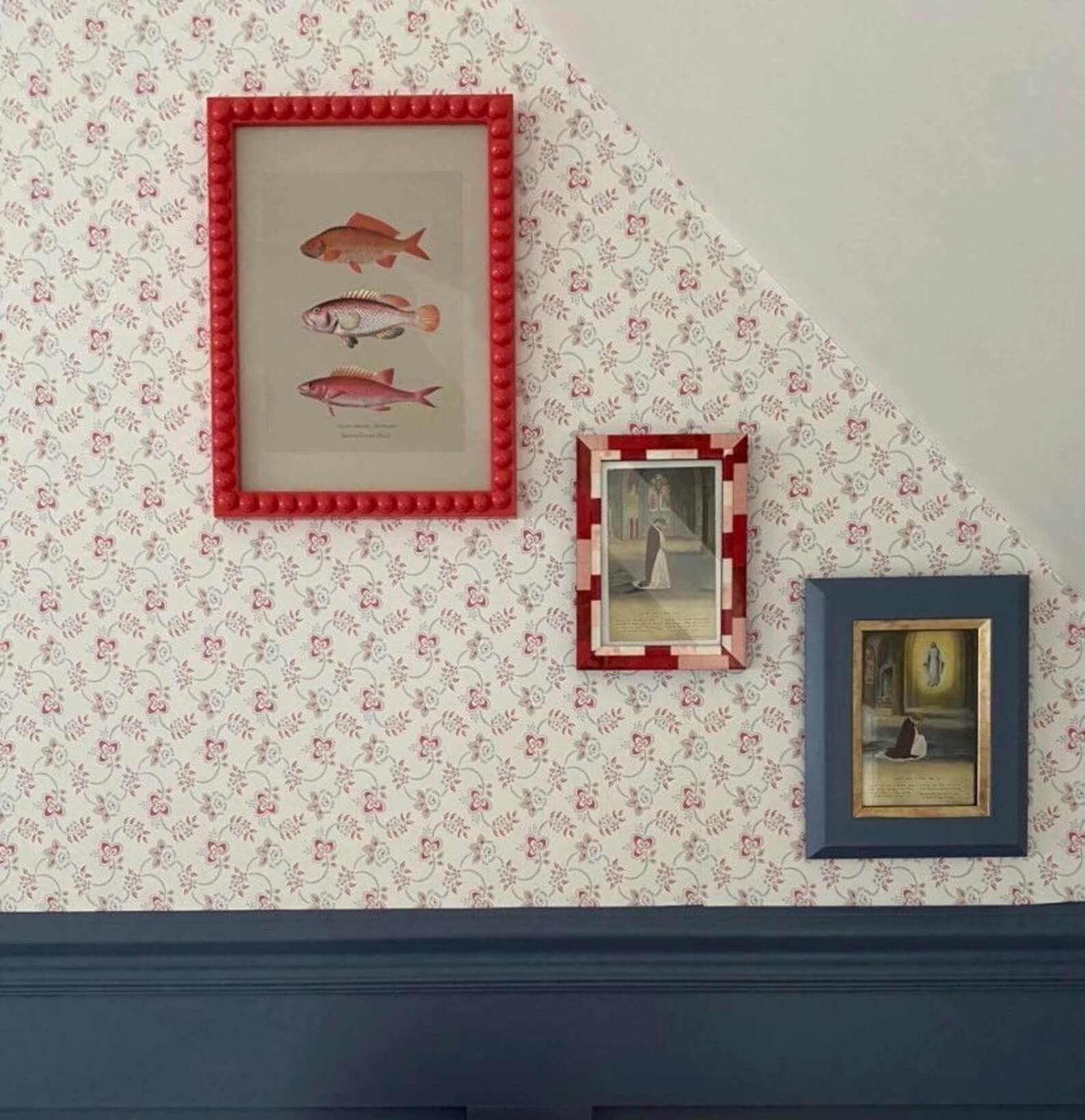 Raspberry Bobbin Frame hung on a wall 
